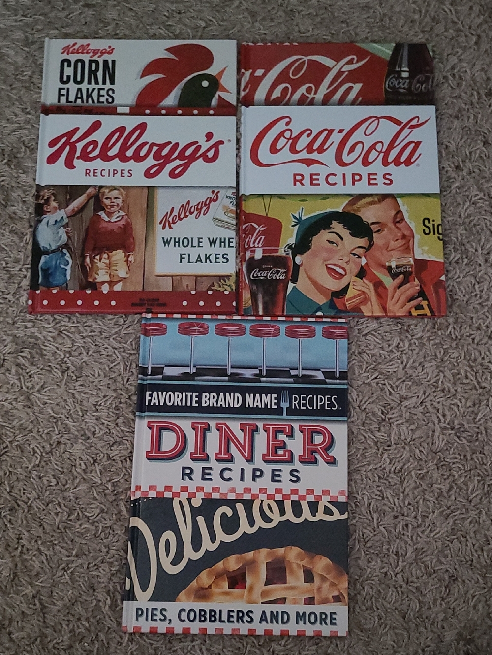 Set Of 3 Cookbooks Kelloggs, Coca-cola,  Dinner Hardcovers